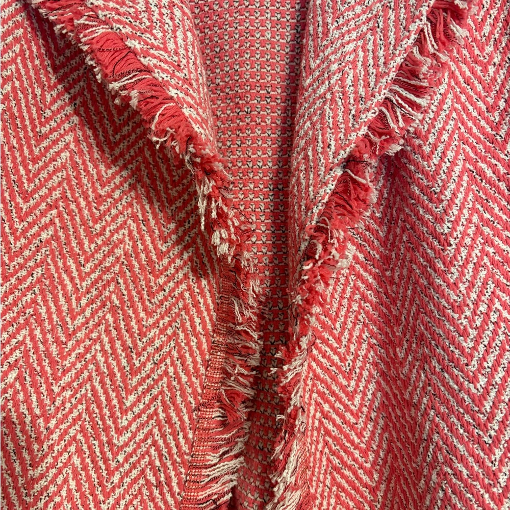 NWOT $198 NIC+ZOE Pink Tweed Fringe Knit Open Front Jacket. Size Small Petite - Picture 4 of 11
